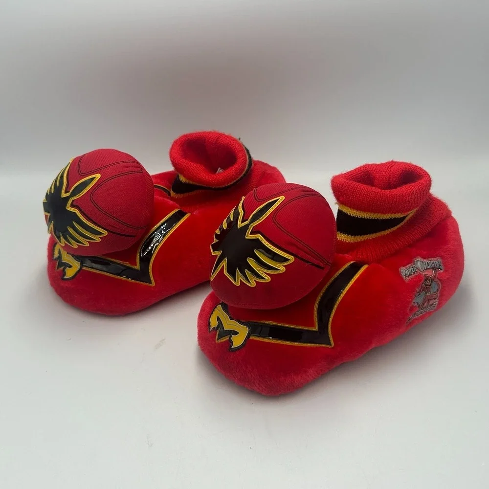 Vintage Power Rangers Mystic Force Red Kids Size 12/13 Plush Slippers 2006 Y2K